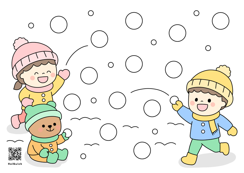 教材「雪合戦のシール貼り」台紙
