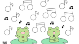 教材「カエルのシール貼り」台紙の無料イラスト｜保育園・幼稚園で使える素材｜シール貼り