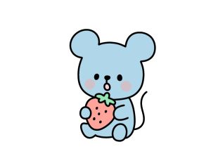 いちごを持っているねずみのイラスト素材の無料イラスト｜保育園・幼稚園で使える素材｜たべもの・どうぶつ
