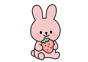 いちごを持っているうさぎのイラスト素材の無料イラスト｜保育園・幼稚園で使える素材｜たべもの・どうぶつ