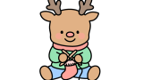 靴下を編むトナカイのイラスト素材の無料イラスト｜保育園・幼稚園で使える素材｜12月・クリスマス・どうぶつ・冬