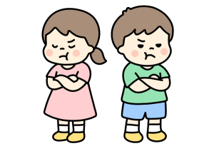 喧嘩している男の子と女の子のイラスト素材