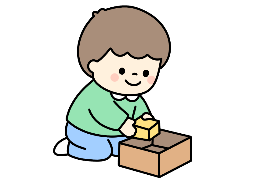 おもちゃをお片付けする子どものイラスト素材