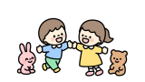 子どもたちがタッチするイラスト素材の無料イラスト｜保育園・幼稚園で使える素材｜こども・どうぶつ・園生活