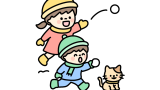 雪合戦をする子どもたちのイラスト素材の無料イラスト｜保育園・幼稚園で使える素材｜12月・1月・2月・クリスマス・こども・どうぶつ・冬・園生活・正月