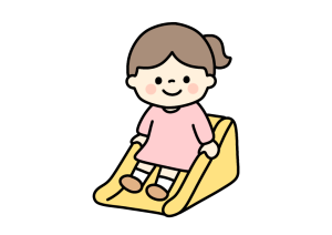 滑り台をすべる女の子のイラスト素材