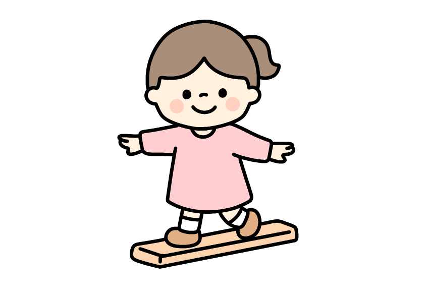 平均台を楽しむ女の子のイラスト素材