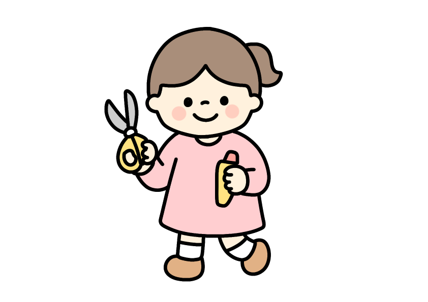 制作の準備をする女の子のイラスト素材