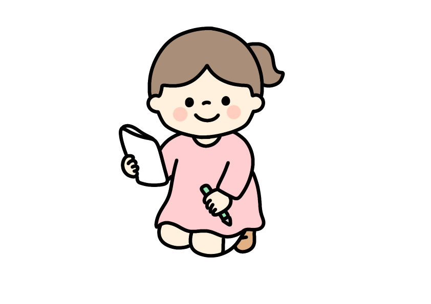 メモをする女の子のイラスト素材