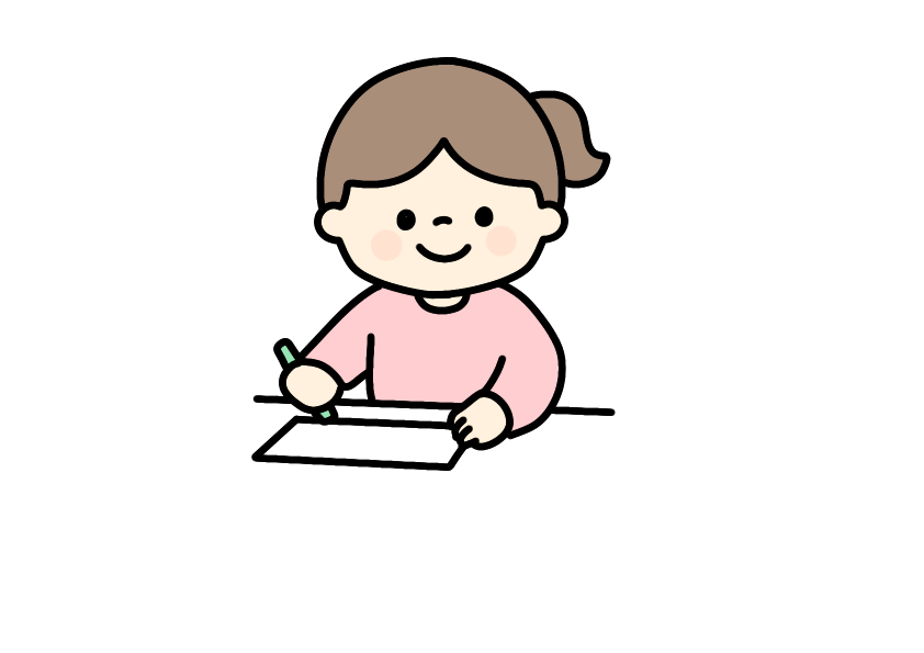 お絵描きする女の子のイラスト素材