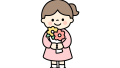 花束を持っている女の子のイラスト素材の無料イラスト｜保育園・幼稚園で使える素材