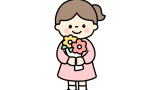 花束を持っている女の子のイラスト素材の無料イラスト｜保育園・幼稚園で使える素材｜こども