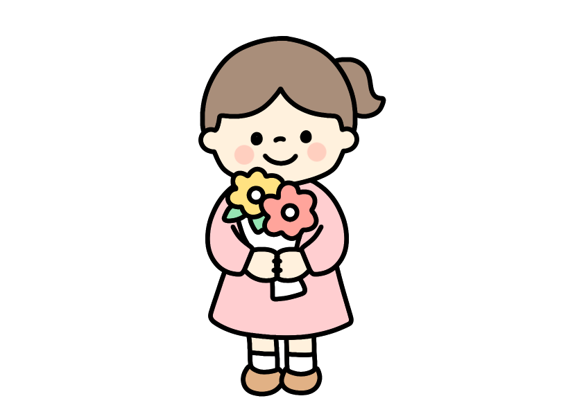 花束を持っている女の子のイラスト素材