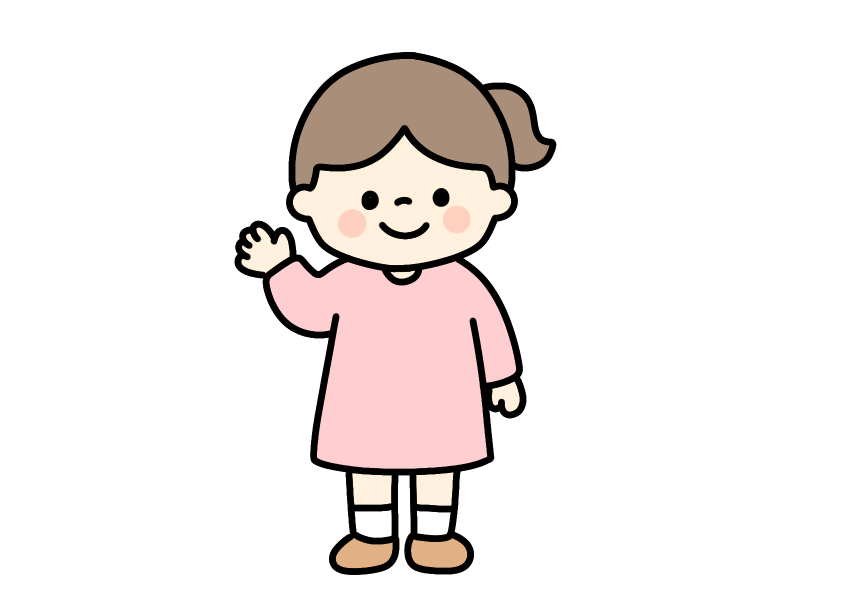 バイバイする女の子のイラスト素材