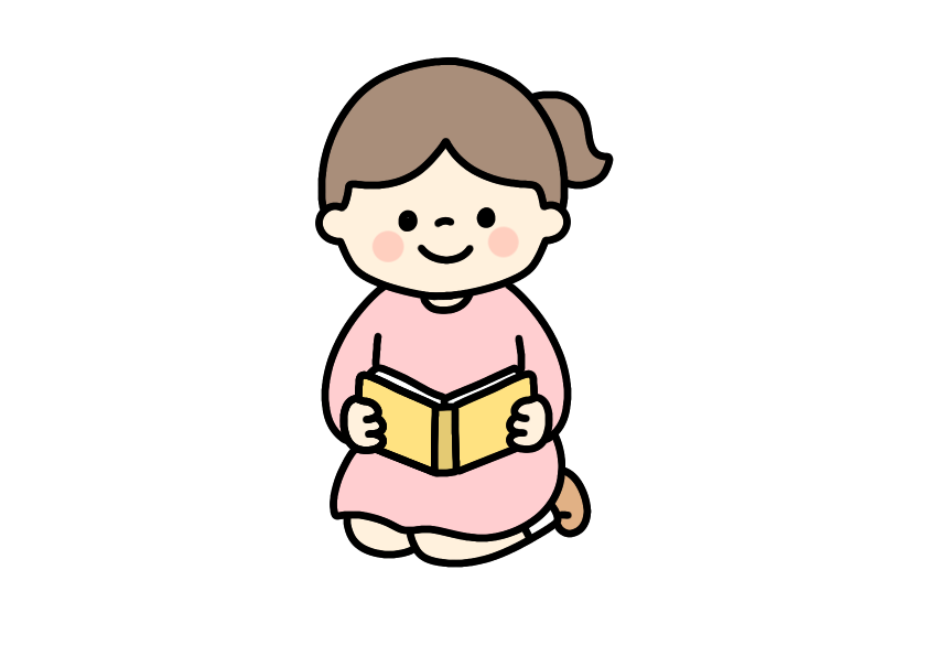 本を読む女の子のイラスト素材