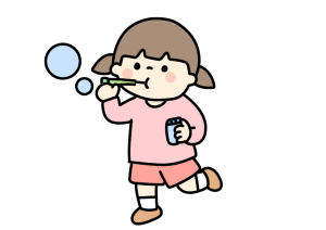 シャボン玉をする女の子のイラスト素材