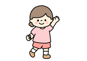 手をあげる女の子のイラスト素材