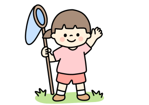 虫取りする女の子のイラスト素材