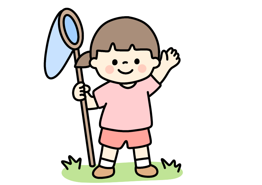 虫取りする女の子のイラスト素材