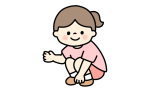 しゃがんでいる女の子のイラスト素材の無料イラスト｜保育園・幼稚園で使える素材｜こども