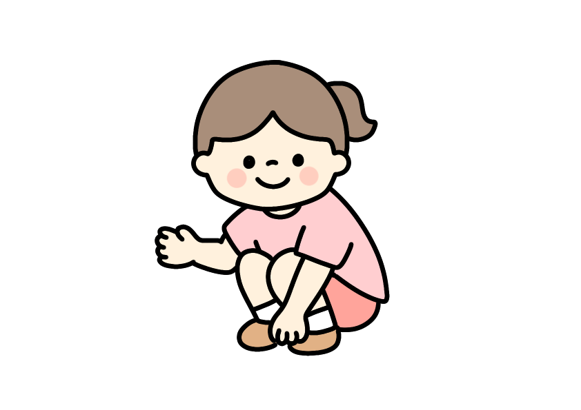 しゃがんでいる女の子のイラスト素材