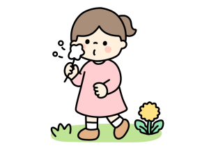 綿毛を吹いてる女の子のイラスト素材