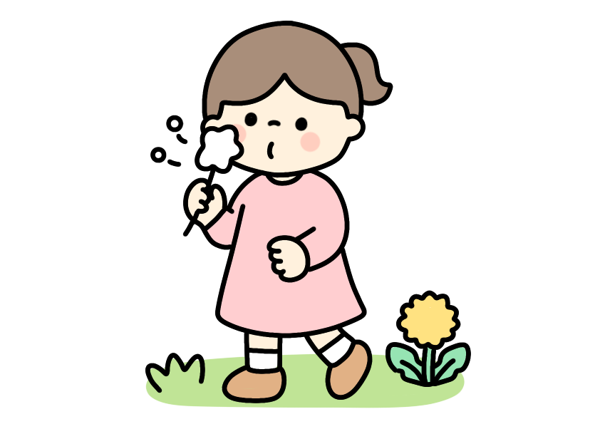 綿毛を吹いてる女の子のイラスト素材