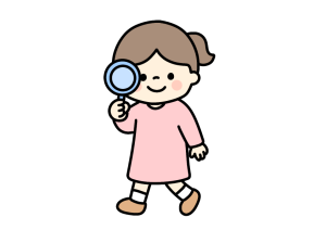 虫眼鏡を持つ女の子のイラスト素材