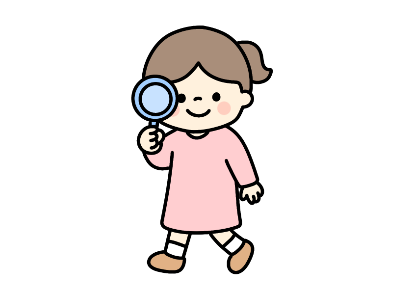 虫眼鏡を持つ女の子のイラスト素材