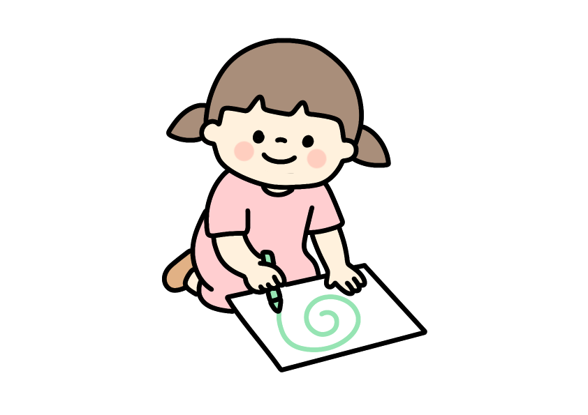 お絵描きする女の子のイラスト素材