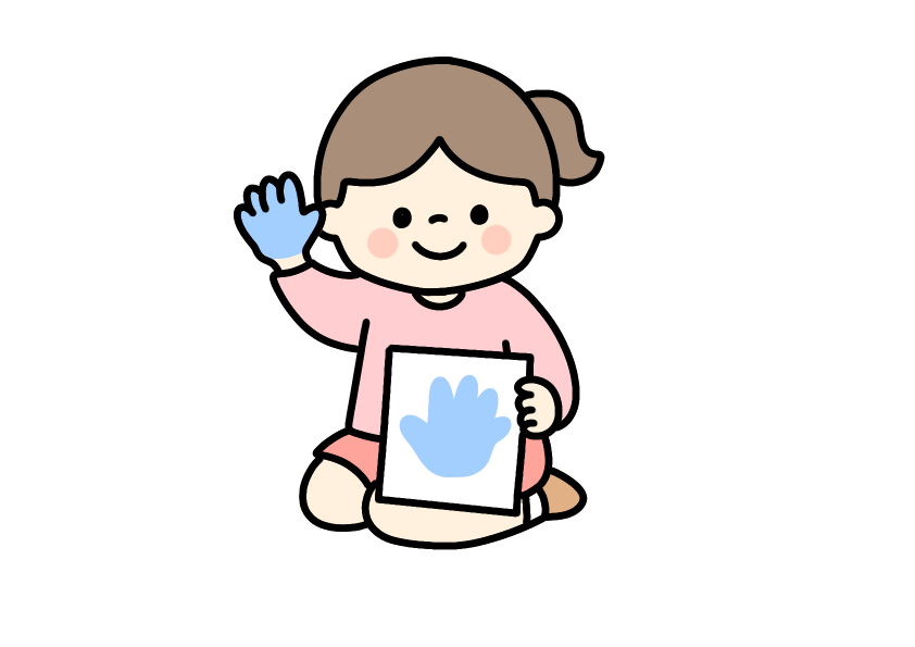 手形を取る女の子のイラスト素材