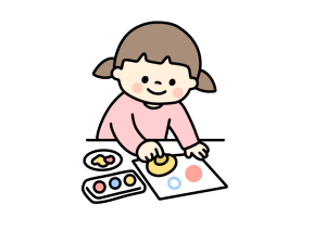 スタンプをする女の子のイラスト素材
