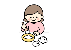 小麦粘土で遊ぶ女の子のイラスト素材