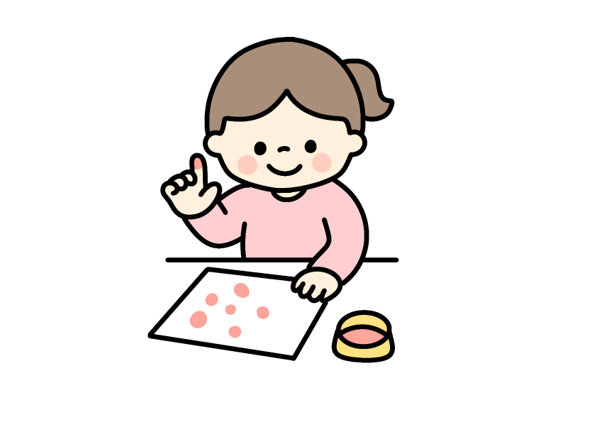 指スタンプで遊ぶ女の子のイラスト素材