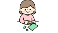 はさみで制作する女の子のイラスト素材の無料イラスト｜保育園・幼稚園で使える素材