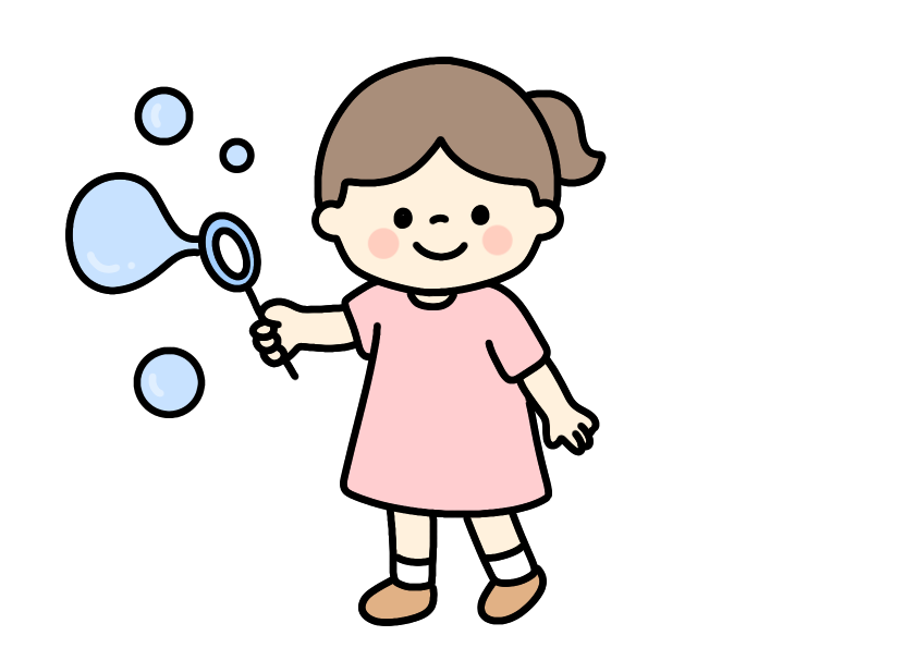 シャボン玉する女の子のイラスト素材