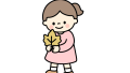 落ち葉を拾った女の子のイラスト素材の無料イラスト｜保育園・幼稚園で使える素材