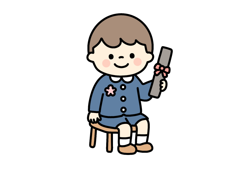 卒園式の男の子のイラスト