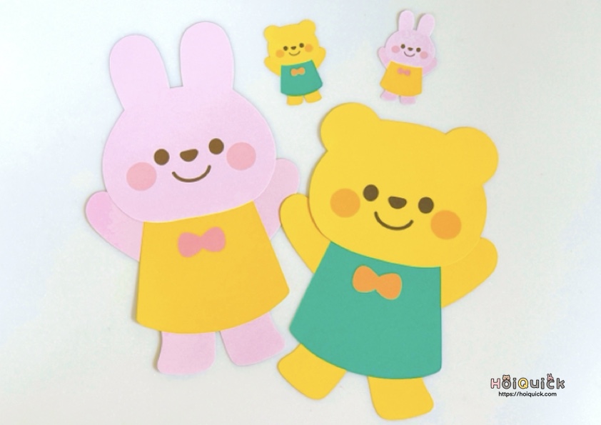 印刷してすぐできる！うざぎとくまの壁面素材